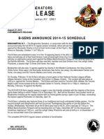 Binghamton Senators Release 2014-15 Schedule