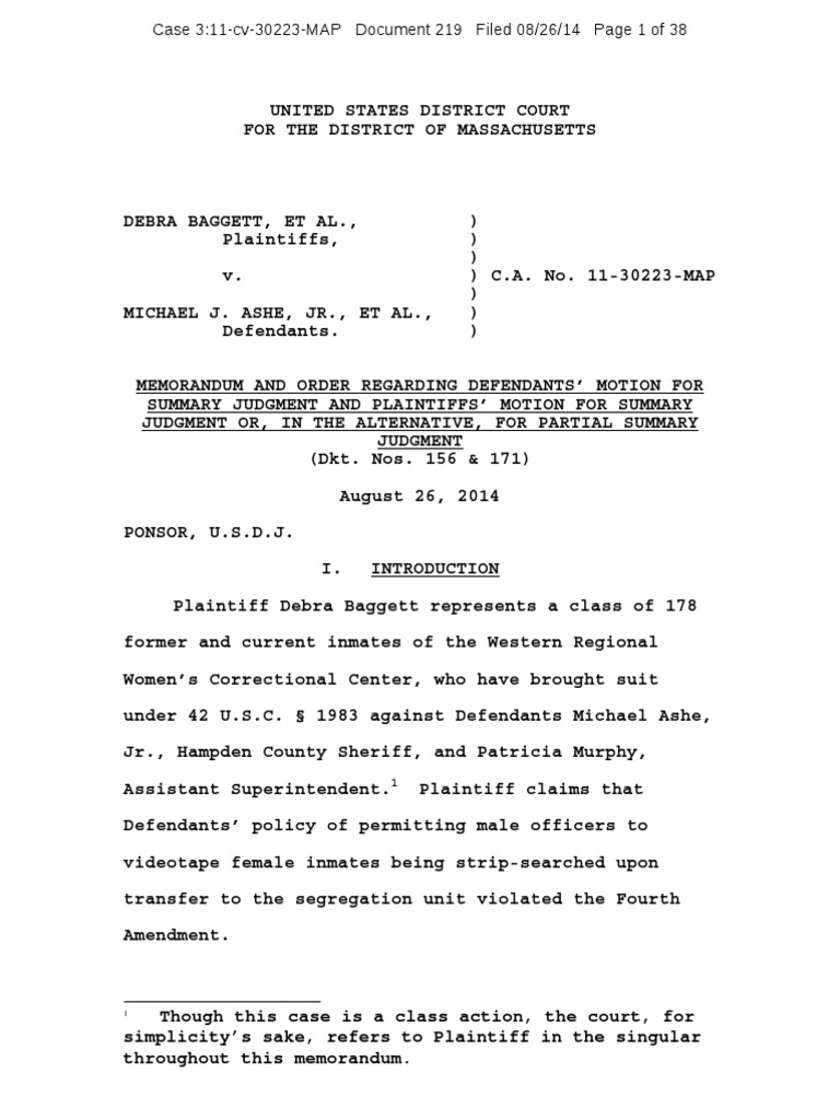 U.S. District Court Ruling On Strip Searches PDF