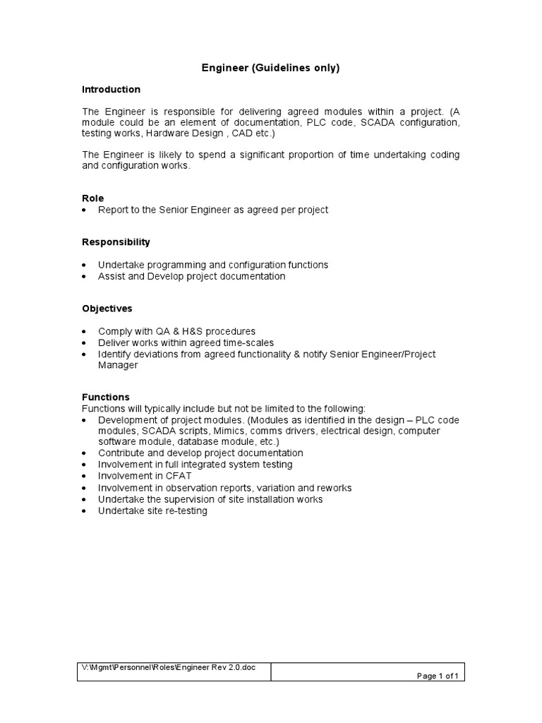 Engineer Role and Responsibilities Guide | PDF | Computers