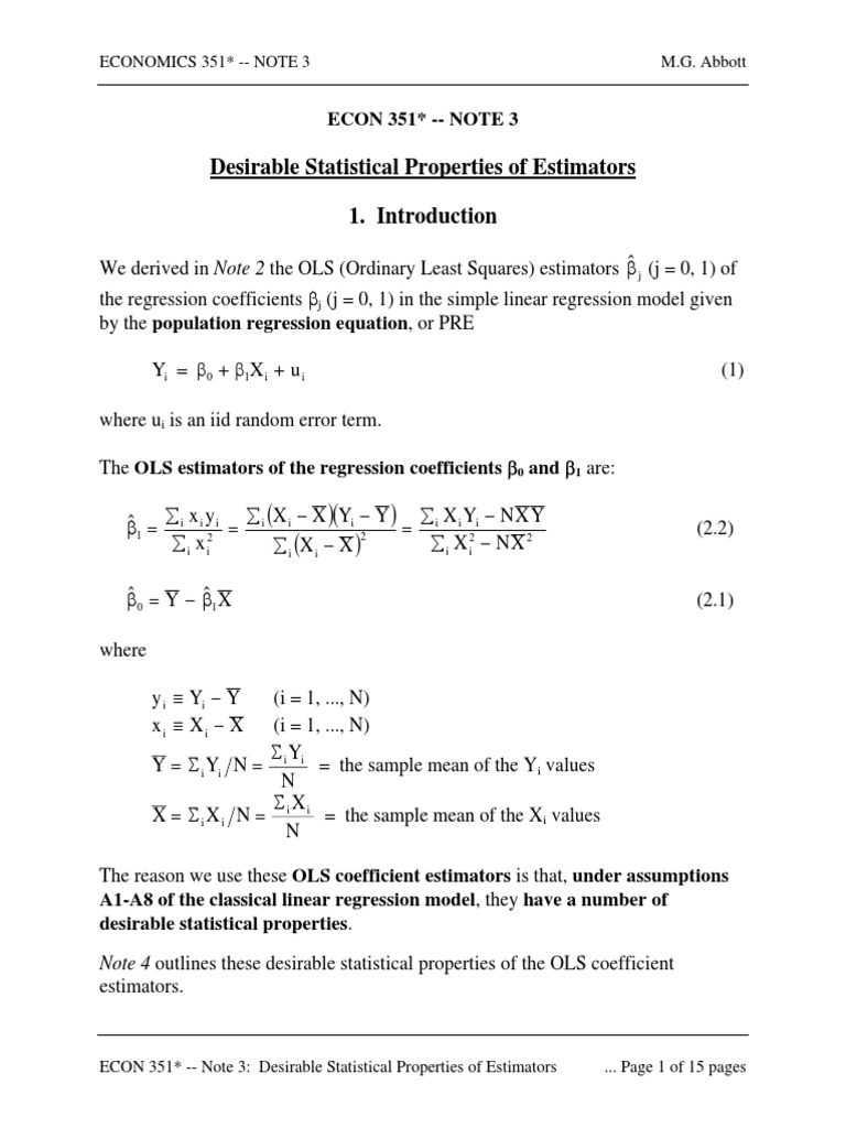Statistical Properties of Estimators | PDF | Estimator | Bias Of An ...