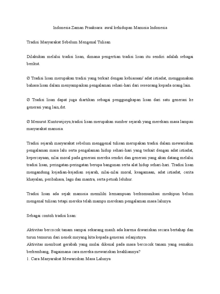 Indonesia Zaman Praaksara