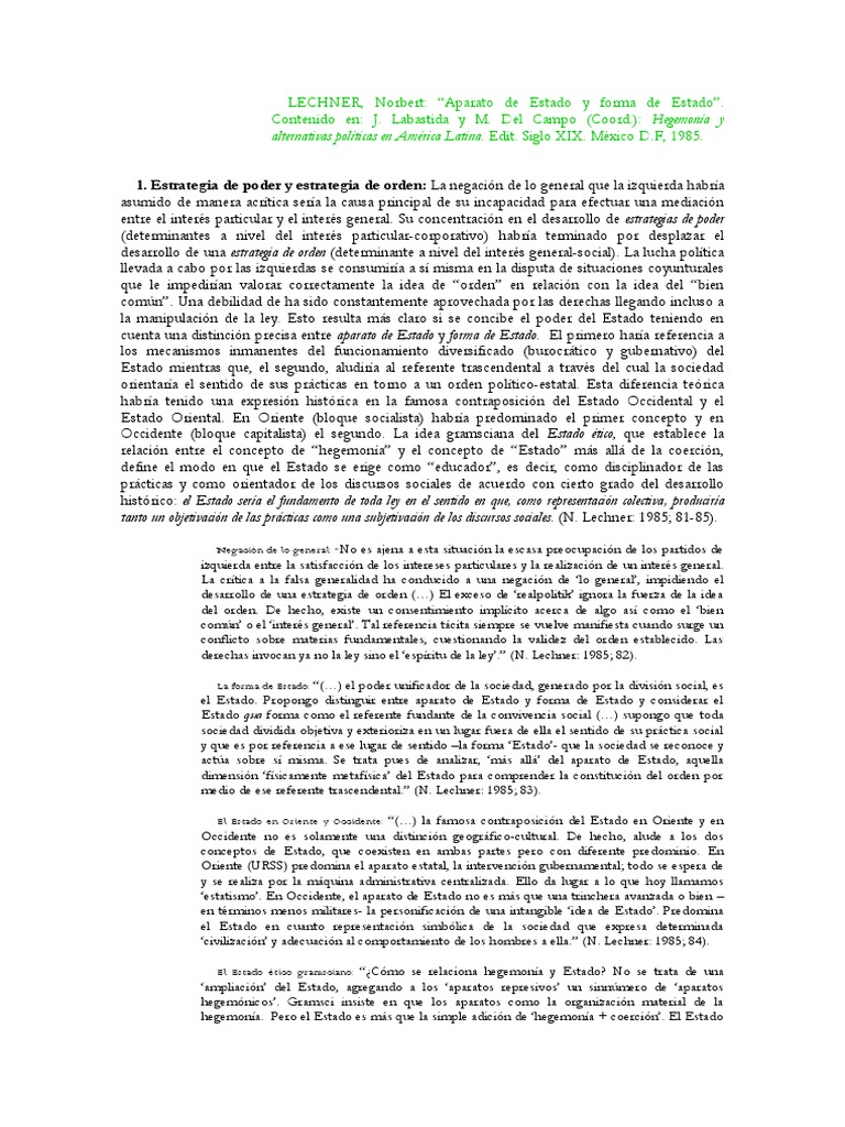 Aparato de Estado y Forma de Estado. N. Lechner Descargar gratis PDF