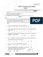 NMTC 2014 Screening Test Paper Sub-Junior 7-8