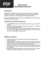 Program-1 Introduction To MATLAB: Starting and Quitting Matlab