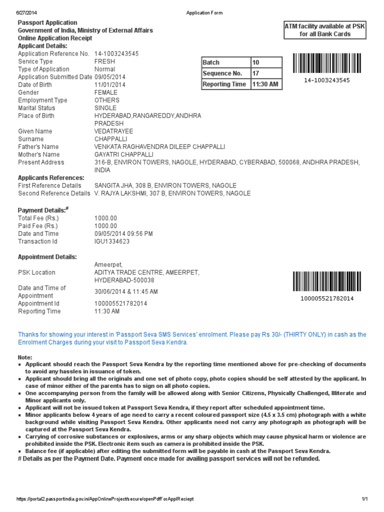 Application Form PDF Passport Fee