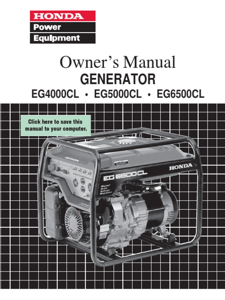 Honda Generator Manual Eg6500 4000cl 5000cl | Mains Electricity