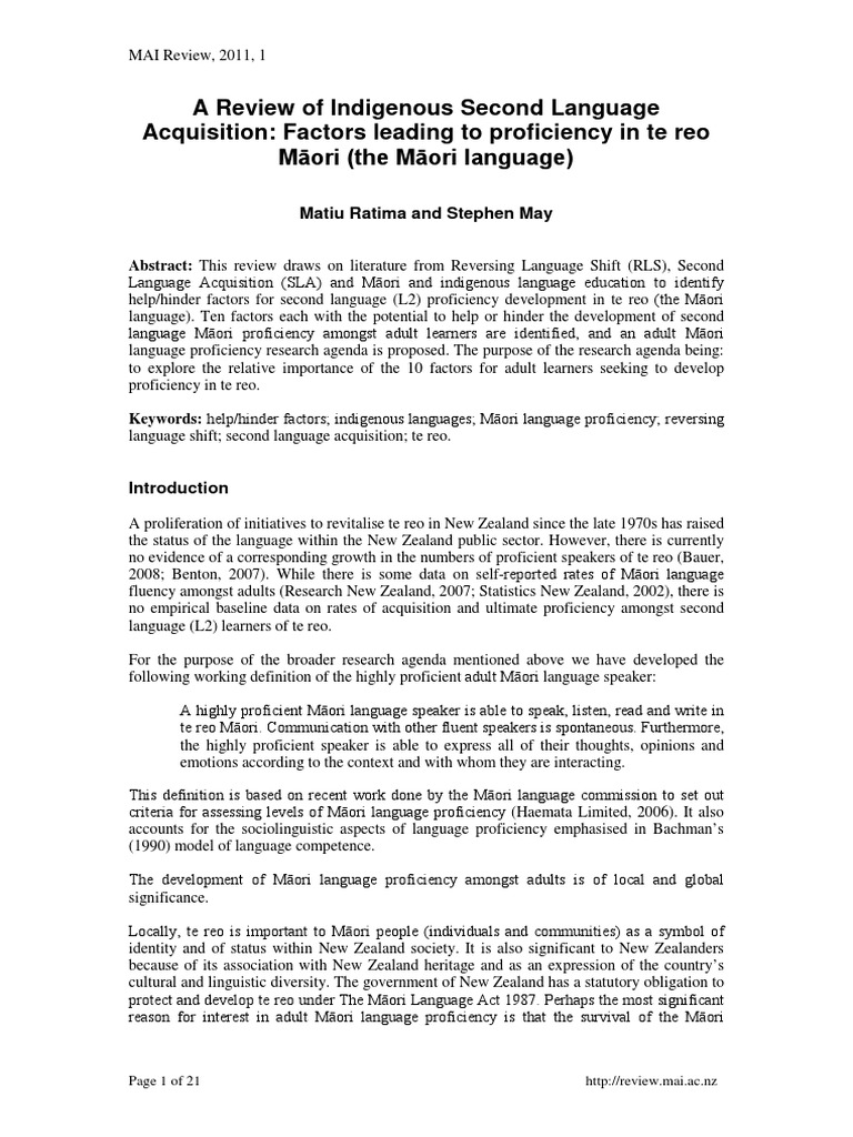 Factors Influencing Māori Language Proficiency | PDF | Second Language ...