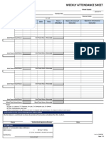 Weekly Attendance Sheet: Unit Code