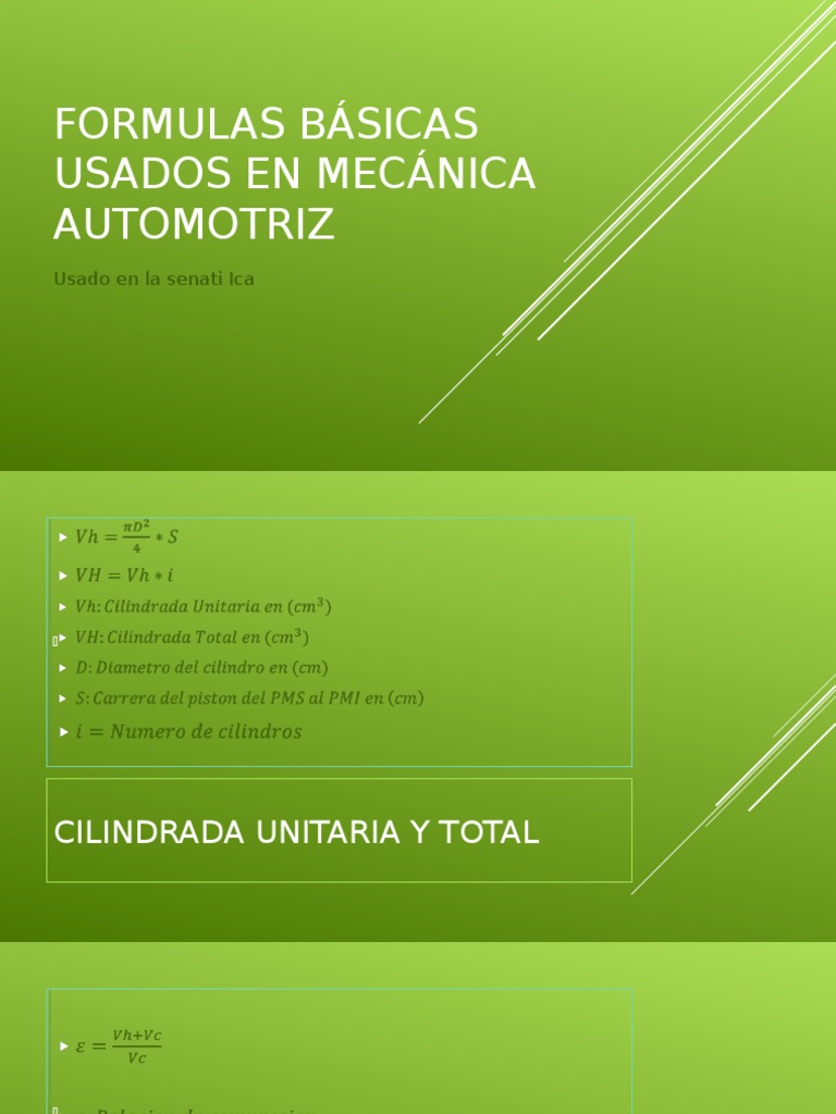 Formulas Básicas Usados en Mecánica Automotriz | PDF
