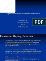 A Presentation On Consumer Behaviour: Presented By: Vandana Chandra Mba Ivth Semester