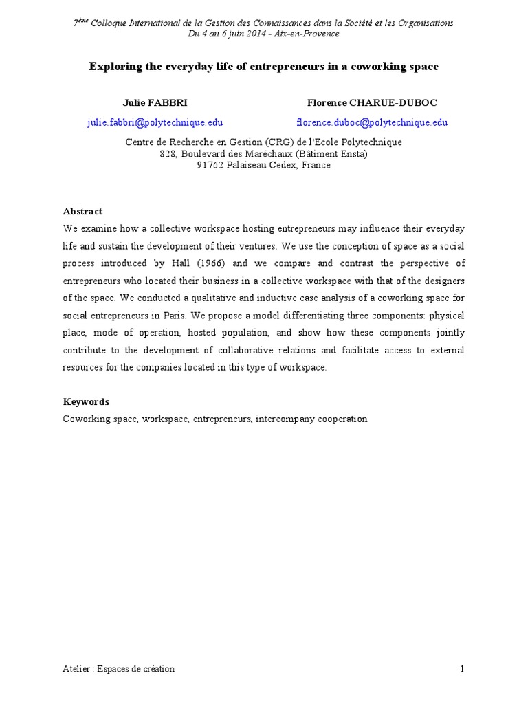 Impact of Coworking on Entrepreneurs | PDF | Social Entrepreneurship ...