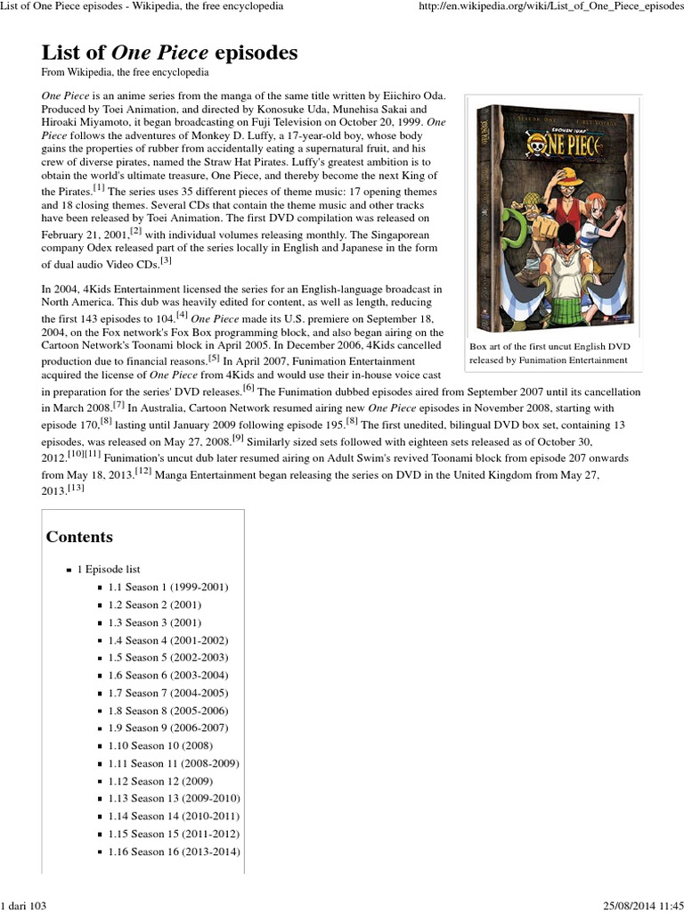 List of One Piece Episodes Wikipedia, The Free Encyclopedia Leisure