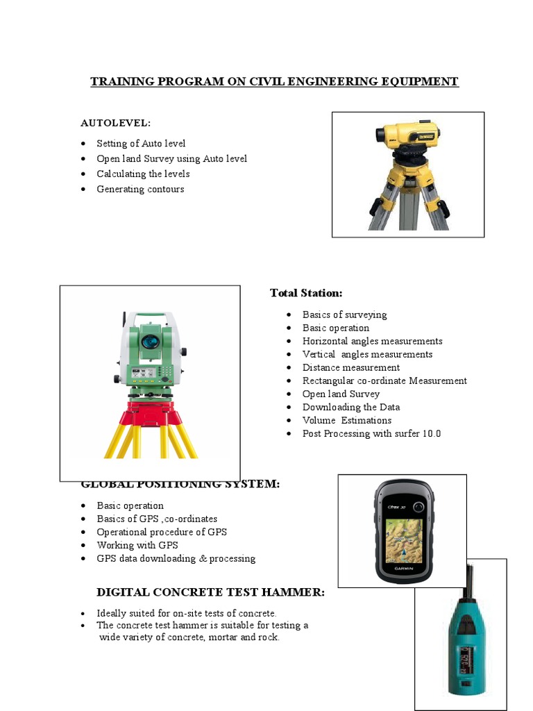 Civil Engineering Equipment Training Guide | PDF | Computers