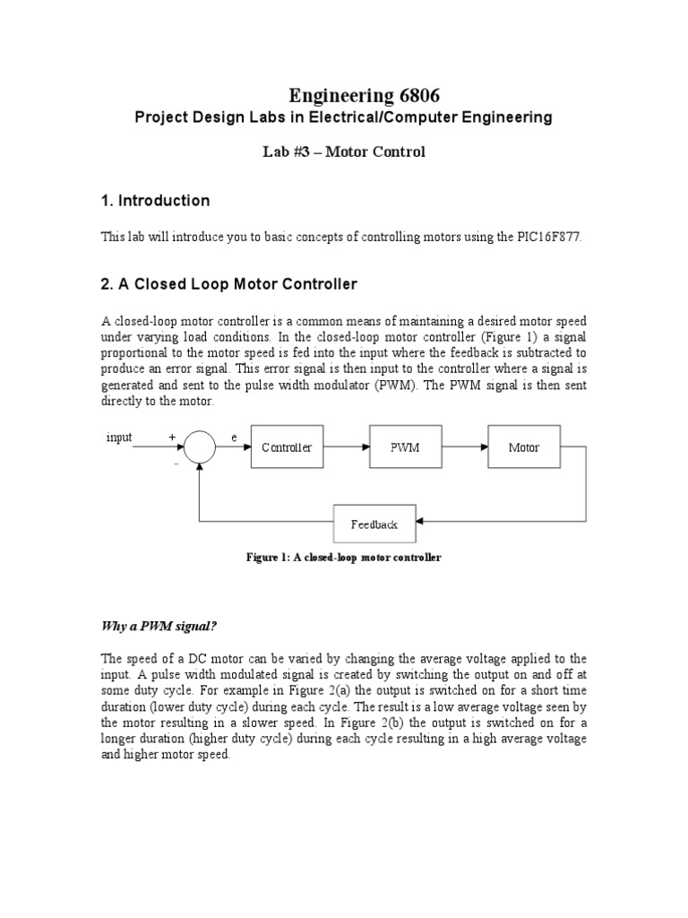 Dc Motor Control Lab Pdf Feedback Electromagnetism
