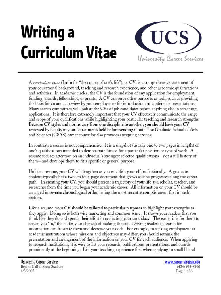 Crafting an Effective Curriculum Vitae | PDF | Résumé | Thesis