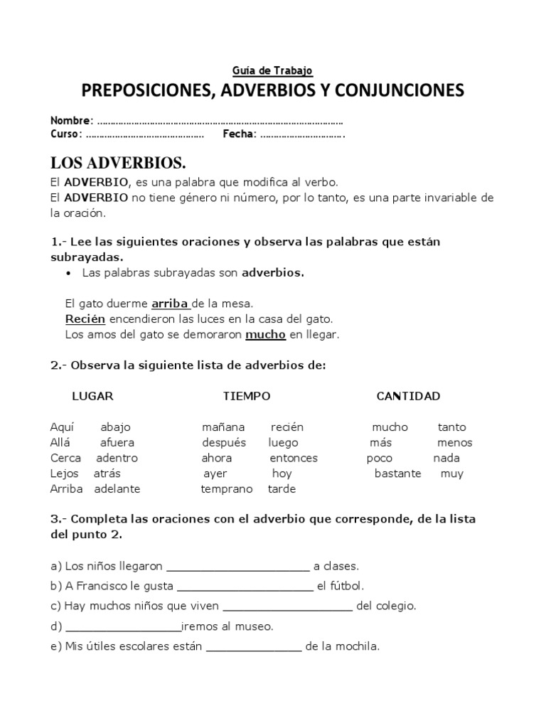 Los Adverbios | PDF | Adverbio | Chocolate