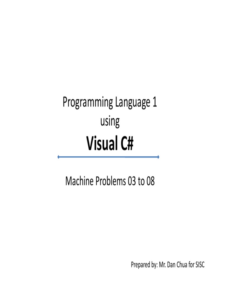 Visual C# Visual C#: Programming Language 1 Using | PDF | C ...