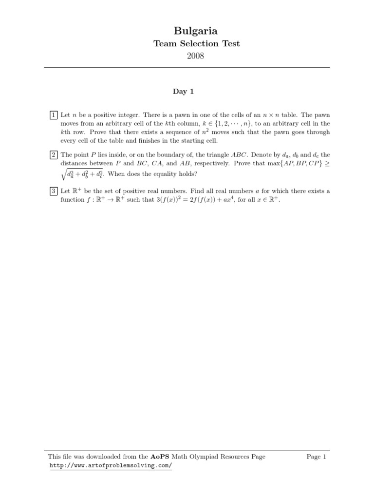 Bulgaria Team Selection Test 2008 103 | PDF