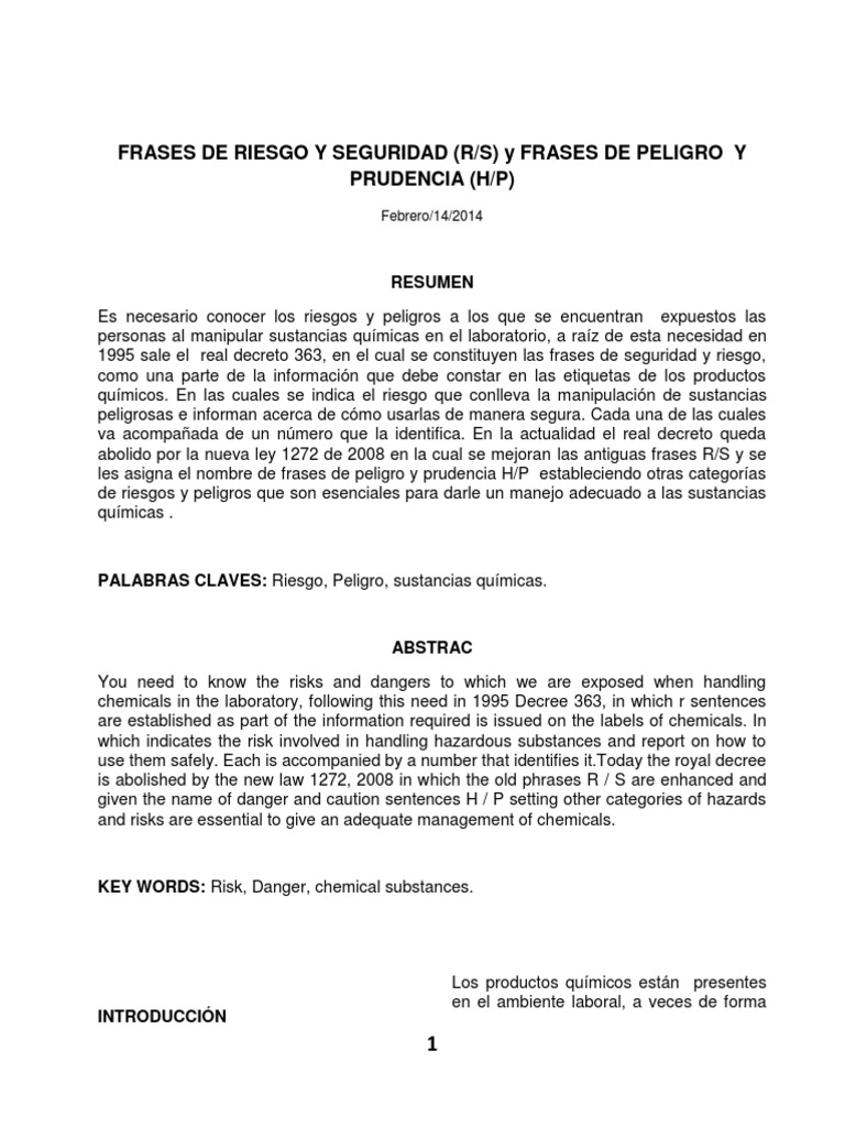 Frases de Riesgo y Seguridad Terminado PDF Toxicidad Material