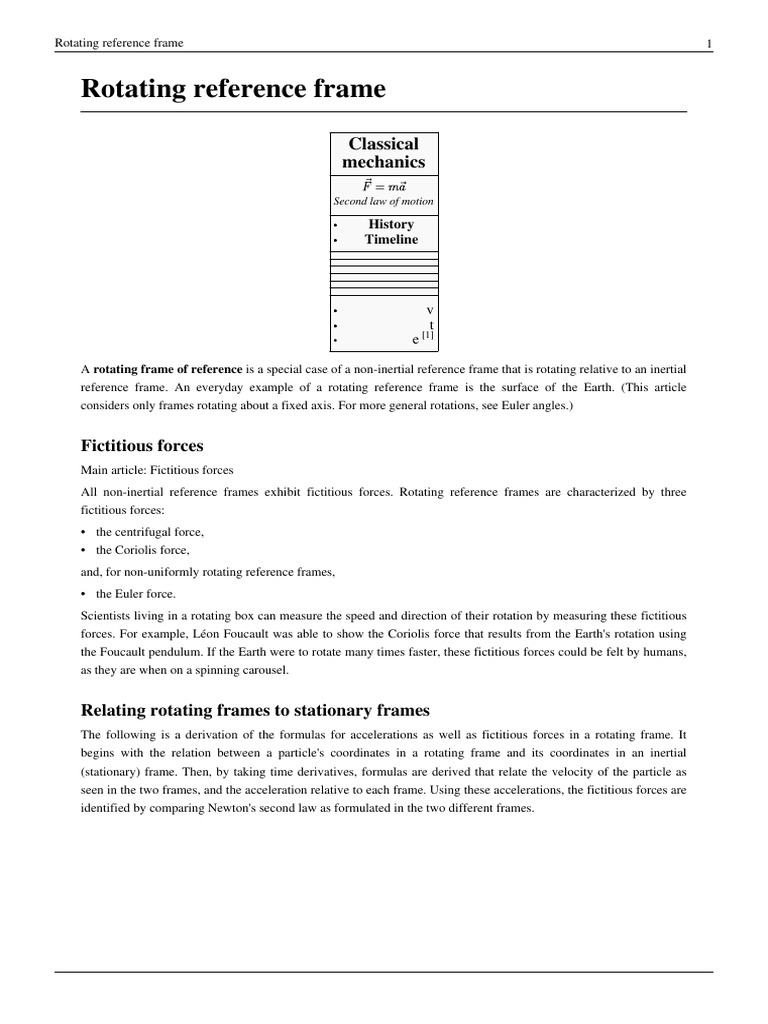 Rotating Reference Frame | PDF | Space | Dynamics (Mechanics)