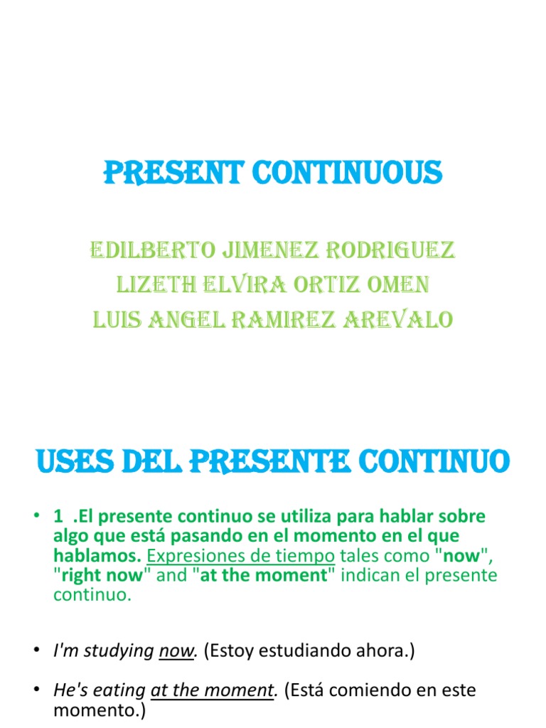 Usos y Estructura del Presente Continuo | PDF | Verbo | Unidades Semánticas