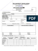 Northern University Bangladesh: Application Form