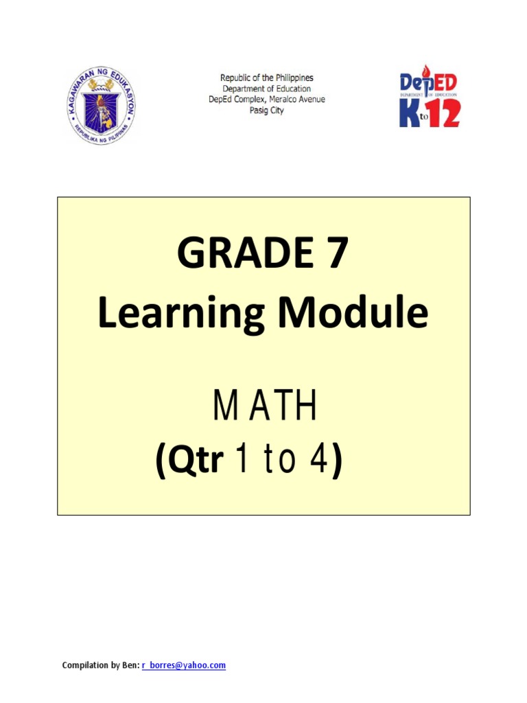 Kto12 Grade 7 Math q1 to q4 | Subtraction | Multiplication