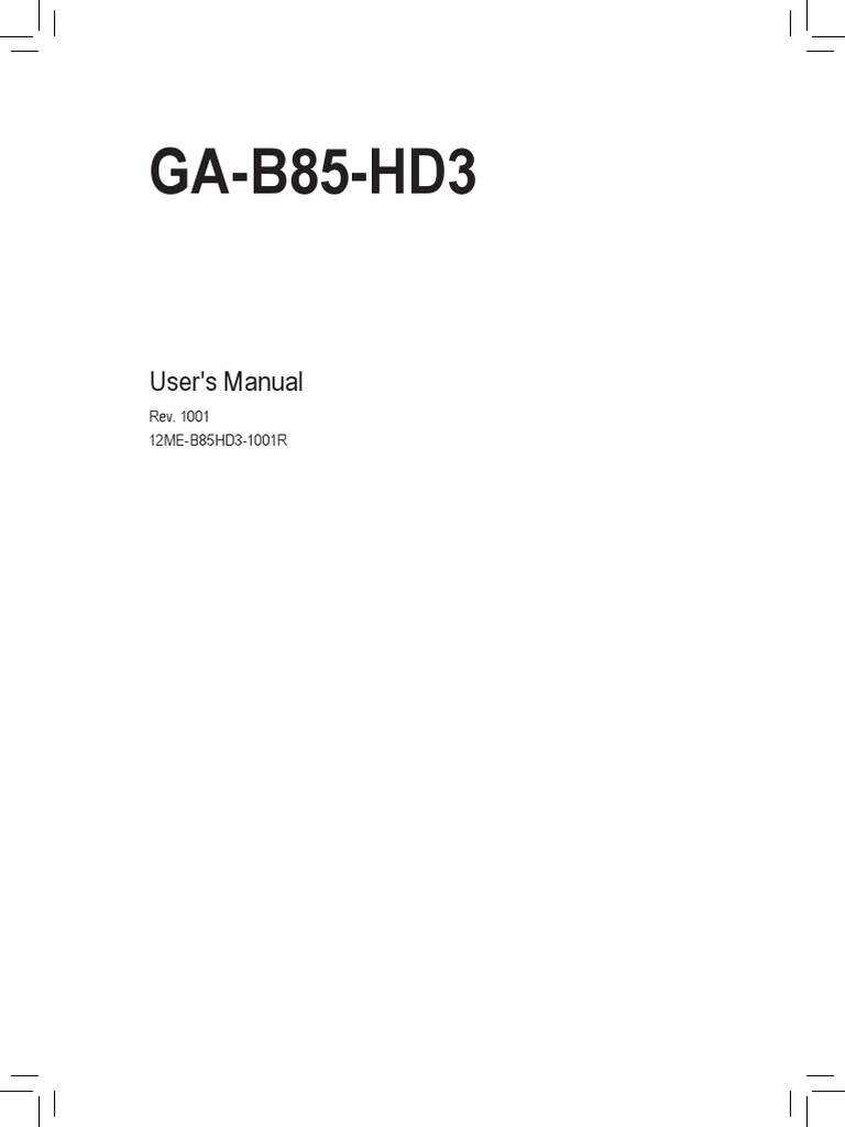 Gigabyte Motherboard Manual GAB85HD3 PDF Bios Electrical Connector
