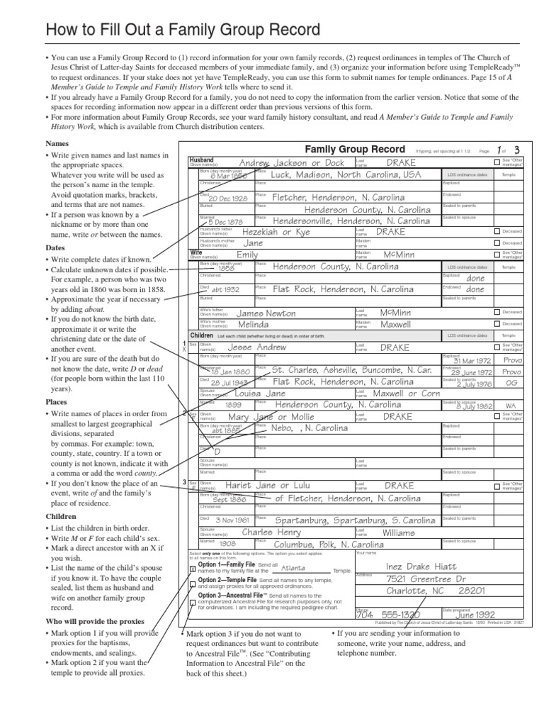 How to fill out a family group record latter day saint concepts
