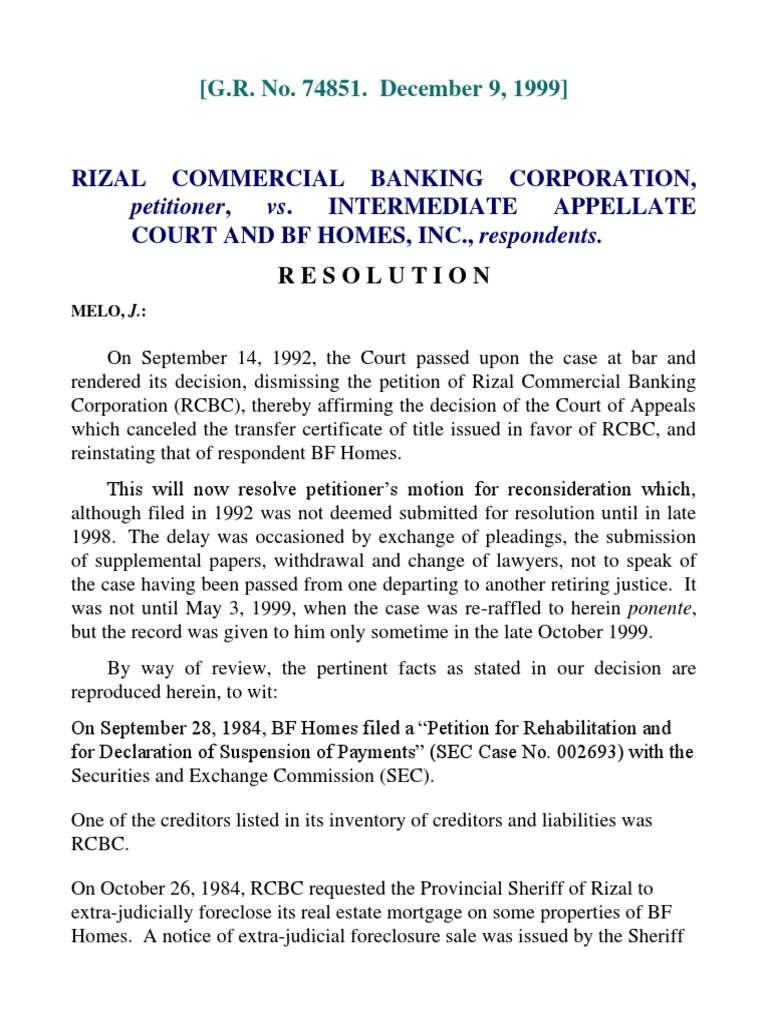 RCBC Vs IAC PDF Receivership Foreclosure