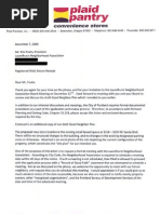 Letter From Plaid Pantry Re: 3318-20 NE Sandy BLVD., Portland, Oregon