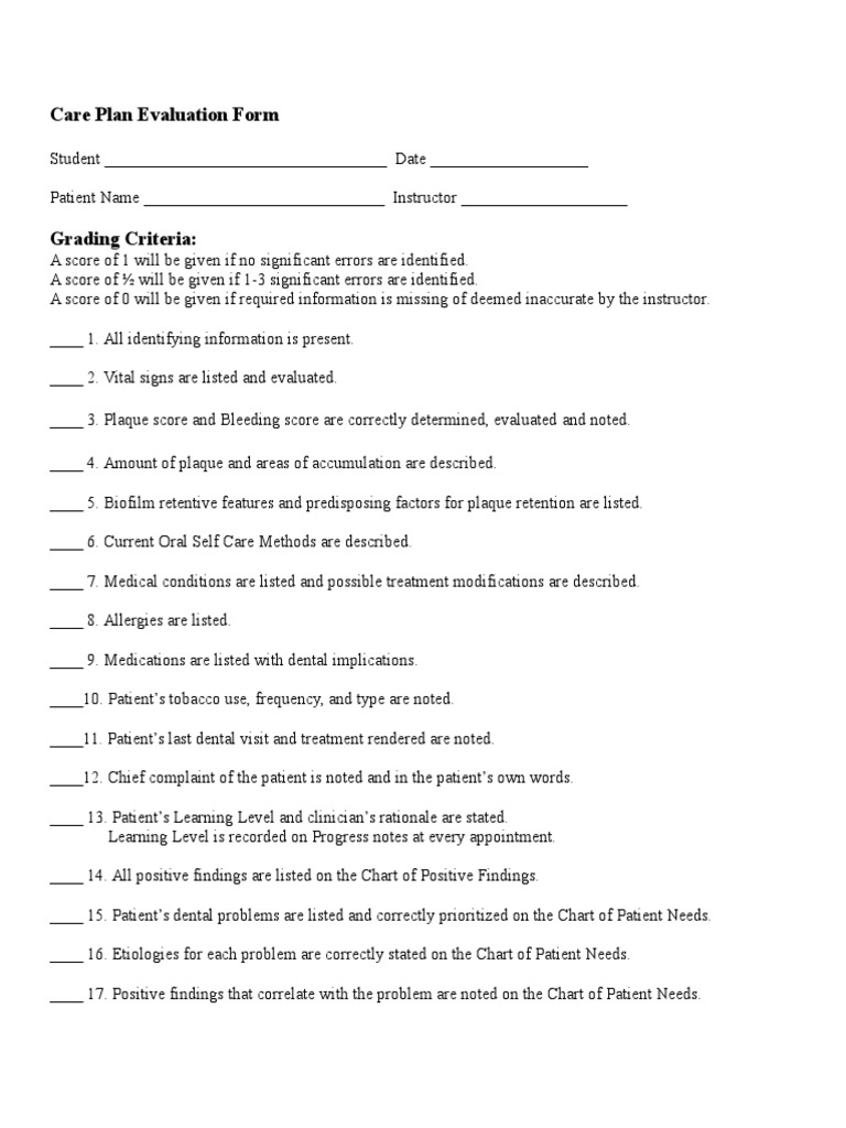 care-plan-evaluation-form-pdf-medical-specialties-health-sciences