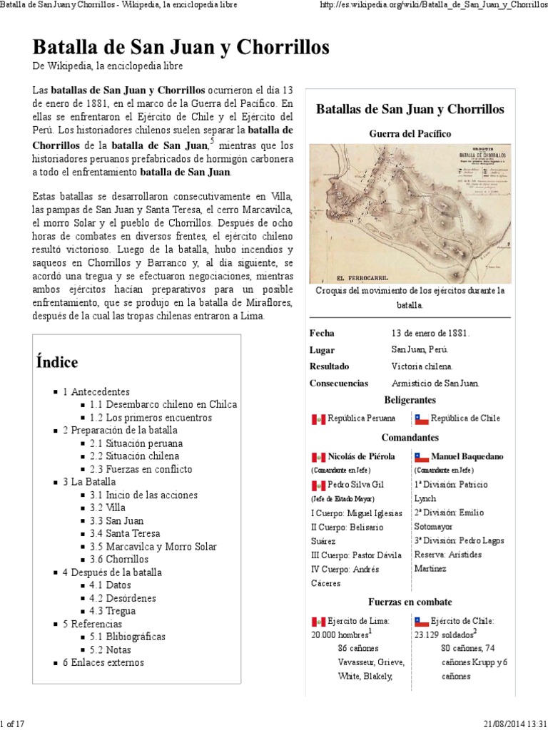 Batallas de San Juan y Chorrillos 1881 | PDF | Organización militar ...