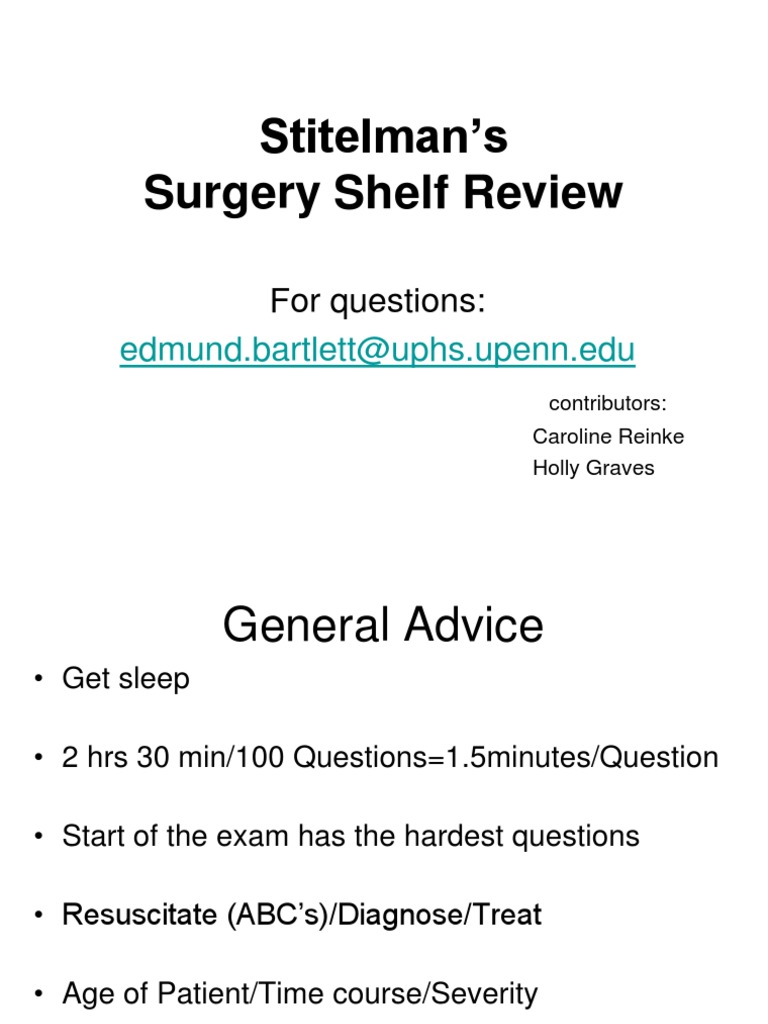 Surgery Shelf Exam Questions – General Surgery Practice Questions – YJDYB