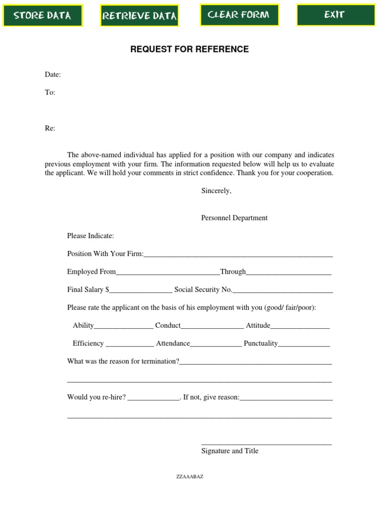 Reference Request for Employers | PDF | Career & Growth | Business