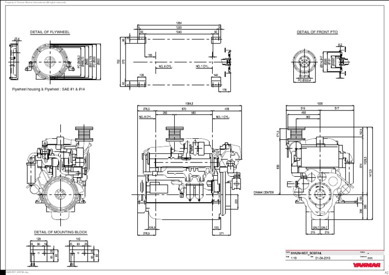 Detail of Front Pto Detail of Flywheel: 6HA2M-WDT - BOBTAIL - DWG | PDF ...