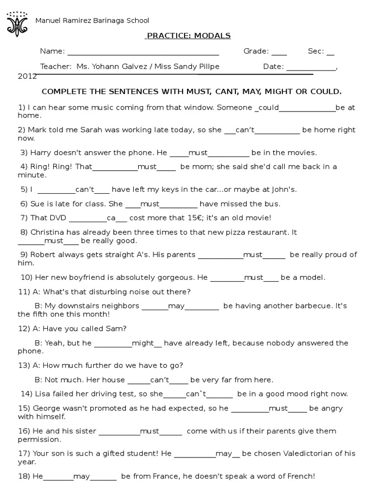 Practice Modals | PDF