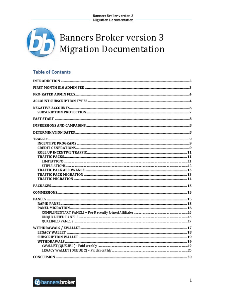 Banners Broker Version 3 Migration Documentation | PDF | Money | Business