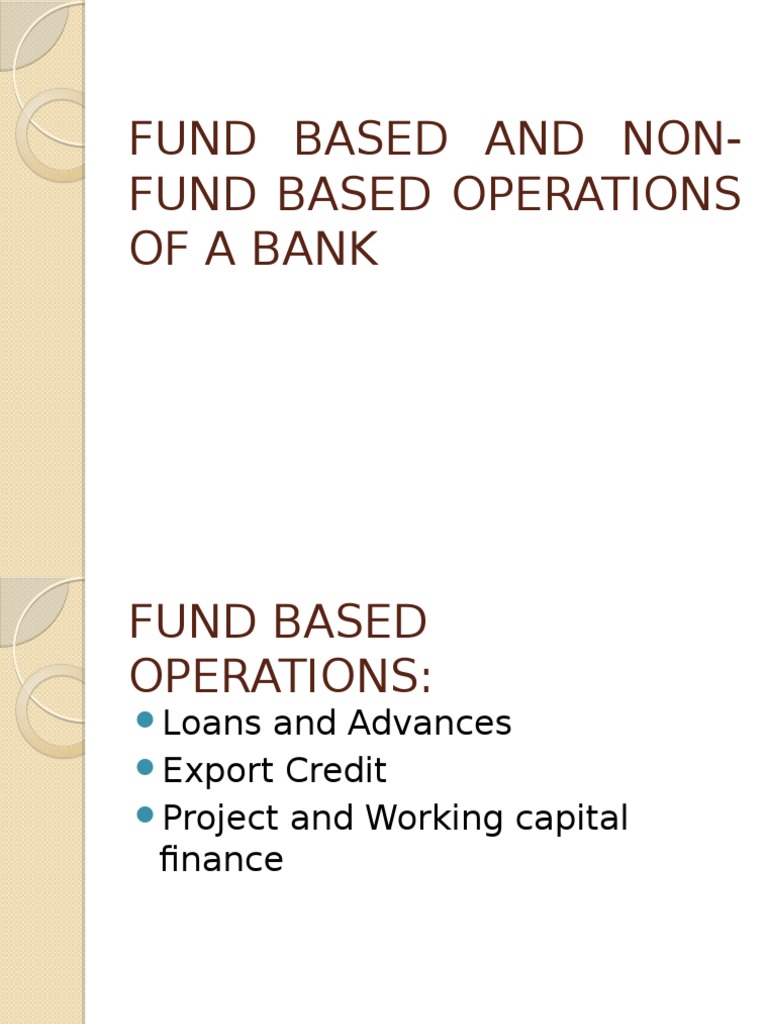 Fund Based and NonFund Based Operations of the Bank International