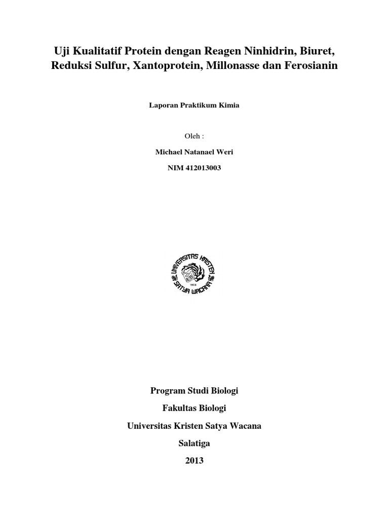 Uji Kualitatif Protein Dengan Reagen Ninhidrin