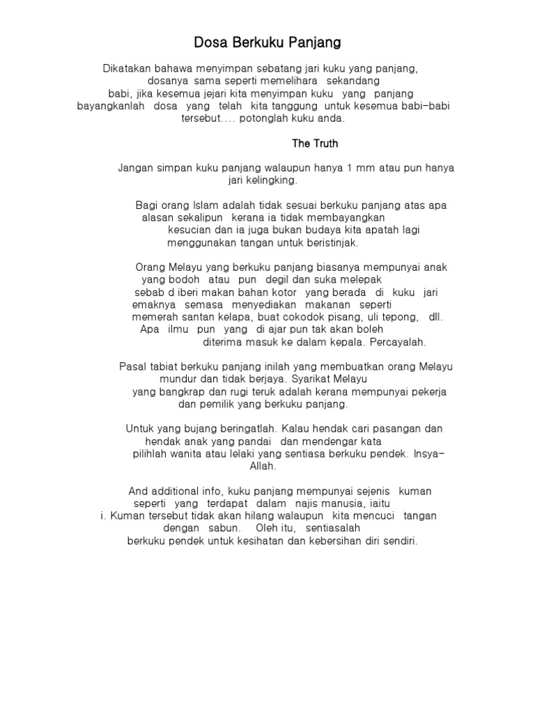 Dosa Berkuku Panjang