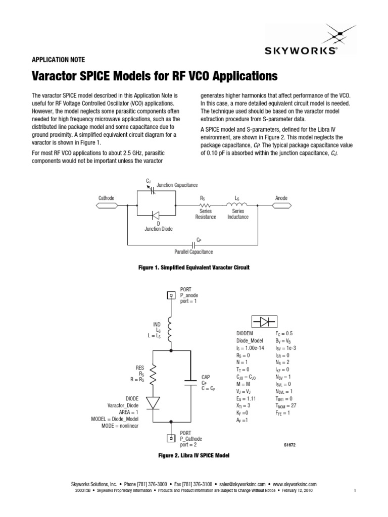 Varactor SPICE Models PDF Diode Spice