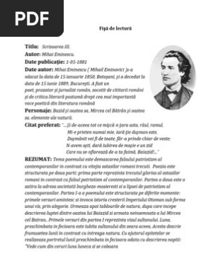Fisa De Lectura Scrisoarea Iii
