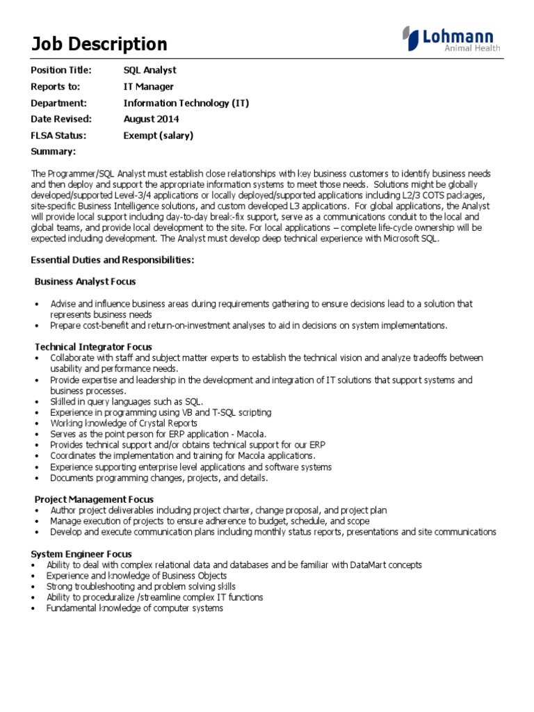 SQL Analyst | PDF | Intelligence Analysis | Information Technology