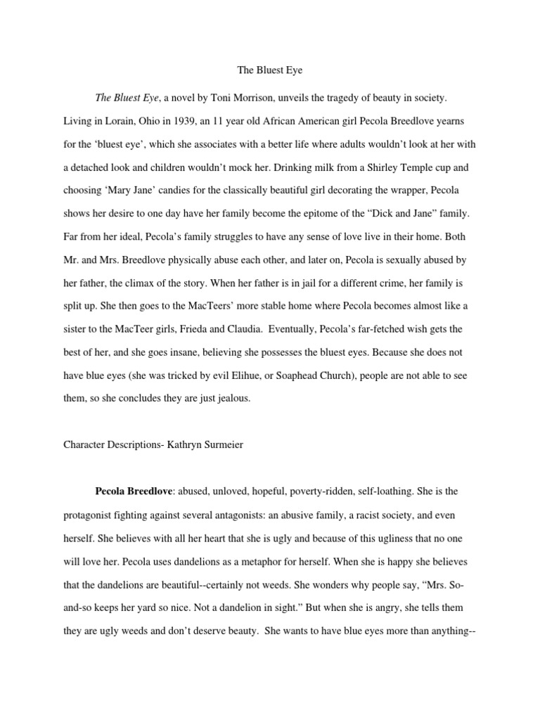 The bluest eye analysis essay