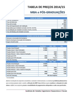 Tabela Preços MBAs IESF