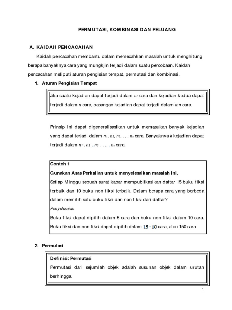 Bab 4 Permutasi Kombinasi Peluang