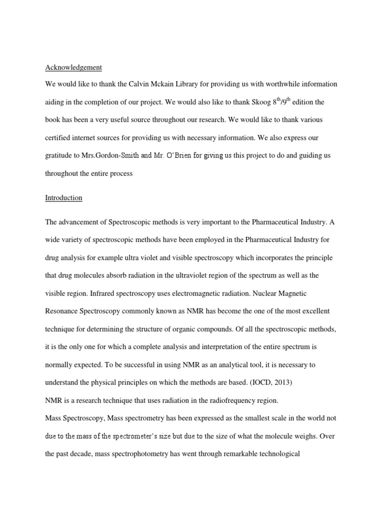 Spectroscopic Methods-Introduction & Acknowledgement  PDF