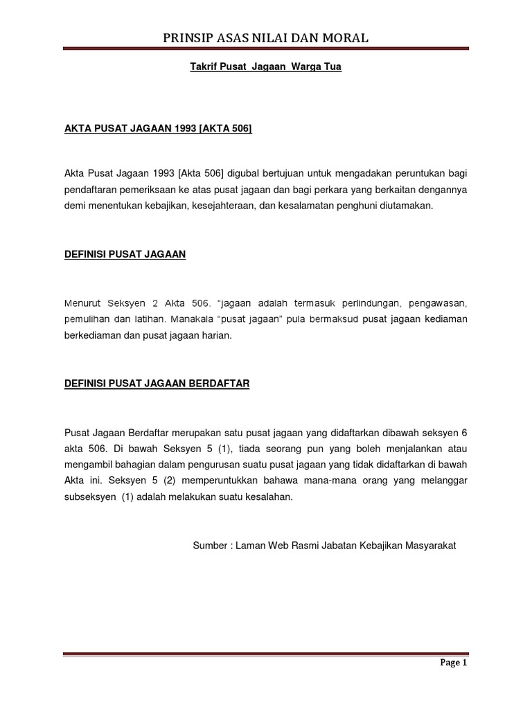 Takrif Pusat Jagaan Warga Tua  PDF