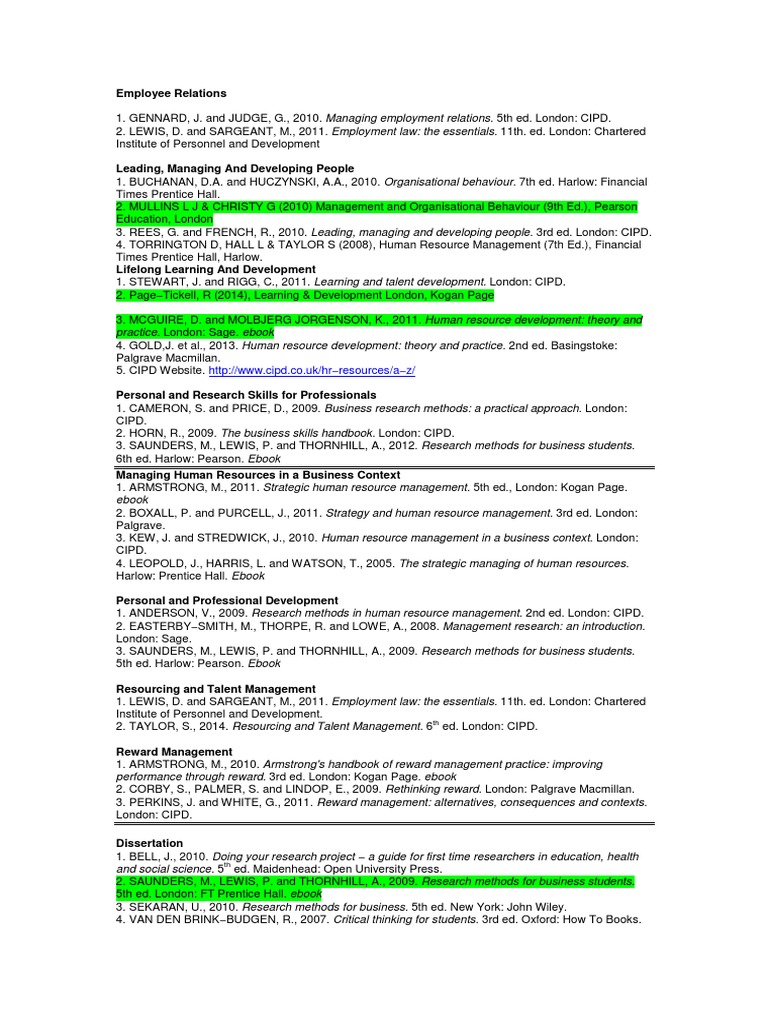 Books MSC in HR Management PDF Human Resource Management Employment